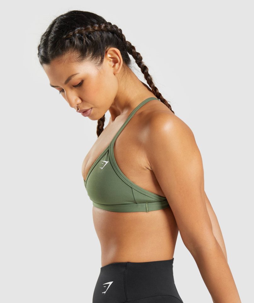 Women's Gymshark Minimal Sports Bra Olive | CA 05D1AN